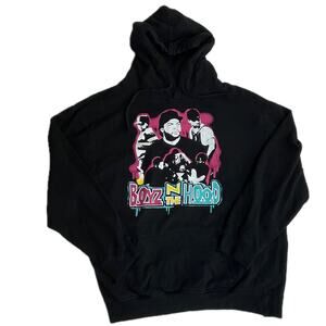 Vintage Boyz N The Hood Mens Hoodie Front Pocket, Classic Movie, Black - Medium